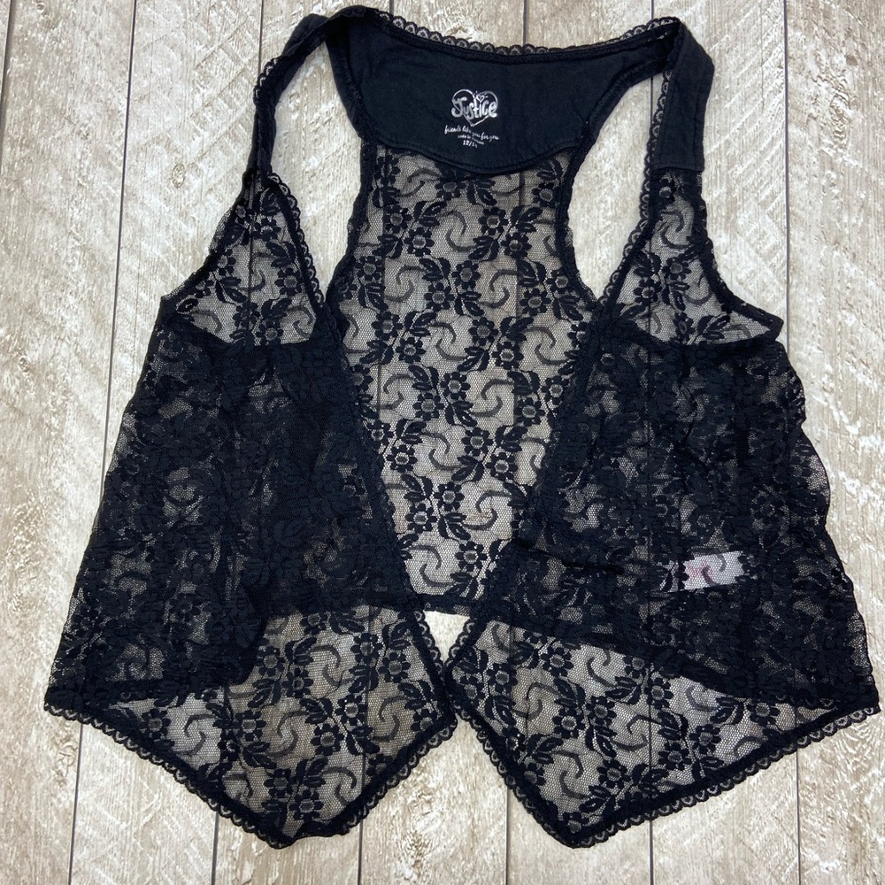 Justice Black Lace Vest